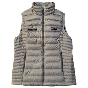 Patagonia Down Sweater Vest Womens Medium Gray Quilted Puffer Krave Company Logo